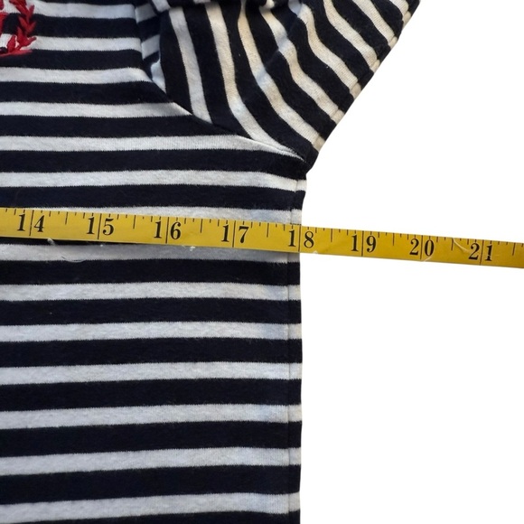 Tommy Hilfiger Quarter Zip Navy White Striped Knit Hoodie Red Embroidery Medium - Picture 9 of 10